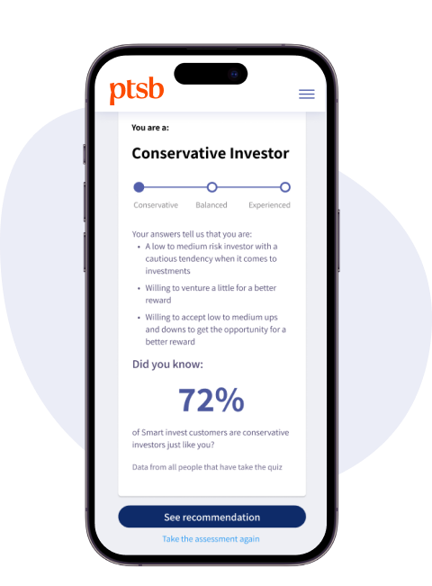 Screen shot of Investment option with PTSB